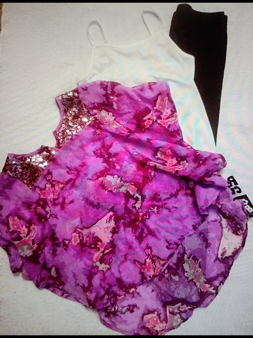 POGO of NY Girls' Pink Tie-Dye Top w/ White Camisole & Black Leggings. Size 7-8